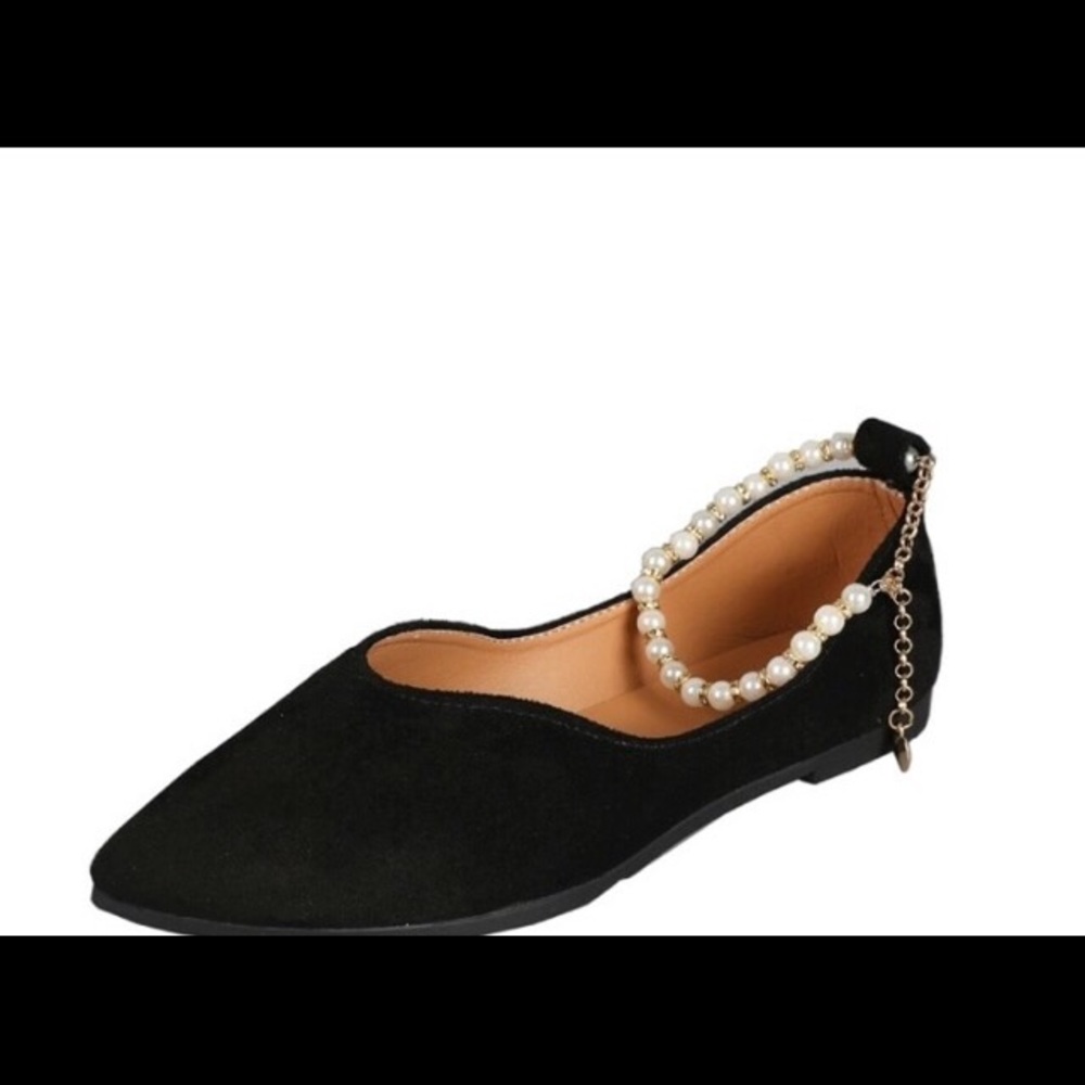Faux Pearl Suede Flats